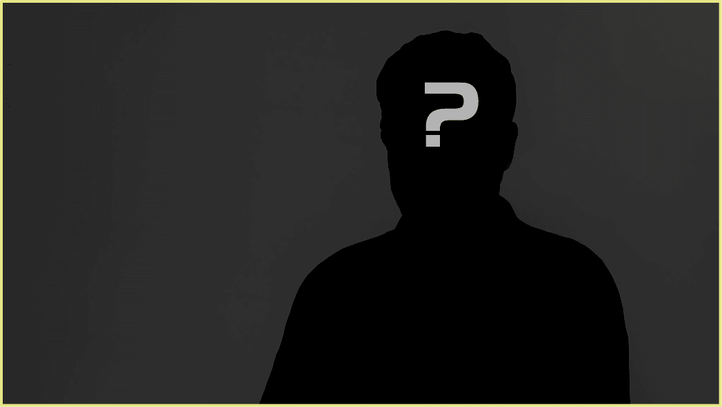 Outline of a headshot with a question mark